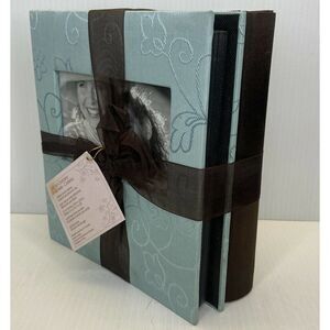 2 Recollections Scrapbook picture Albums 9x8 Blue and Brown Fabric Photo Cover